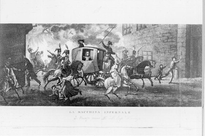 La macchina infernale (stampa) di Merlotti (sec. XIX)