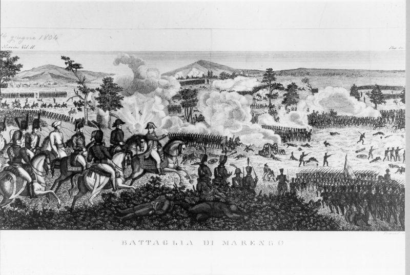 Battaglia di Marengo, scena di battaglia (stampa) - ambito francese (sec. XIX)
