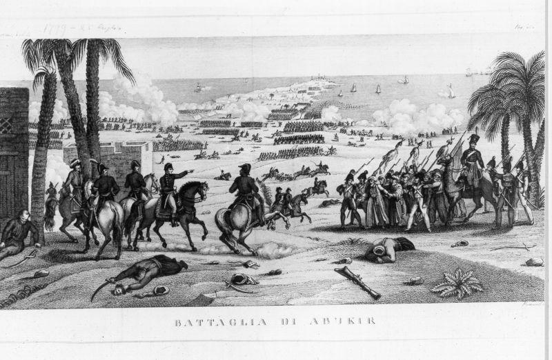 Battaglia di Abukir, scena di battaglia (stampa) - ambito francese (sec. XIX)