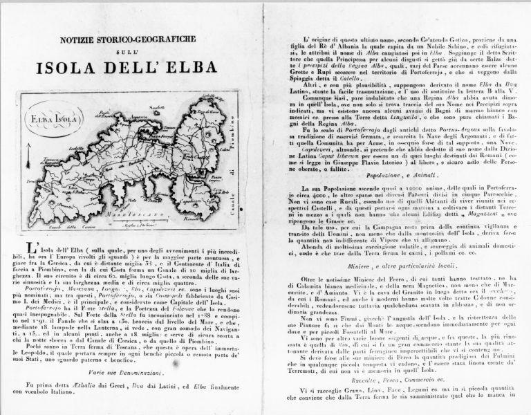 carta geografica dell'Isola d'Elba (stampa) - ambito italiano (sec. XIX)
