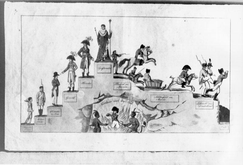 allegoria del destino di Napoleone (stampa) - ambito tedesco (prima metà sec. XIX)