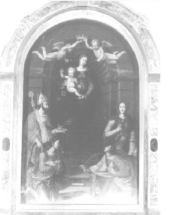 incoronazione di Maria Vergine tra santi e angeli (dipinto) di Cellini Lorenzo (sec. XVI)