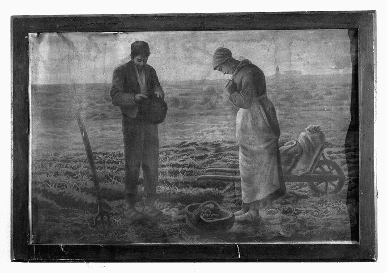 Angelus, contadini in preghiera nei campi (stampa) - ambito italiano (inizio sec. XX)