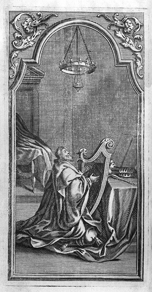 David che suona l'arpa (stampa) - ambito italiano (sec. XVIII)