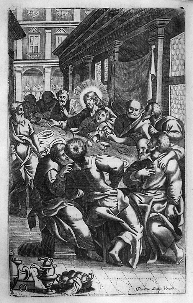 ultima cena (stampa) di Portio Aniello (sec. XVII)