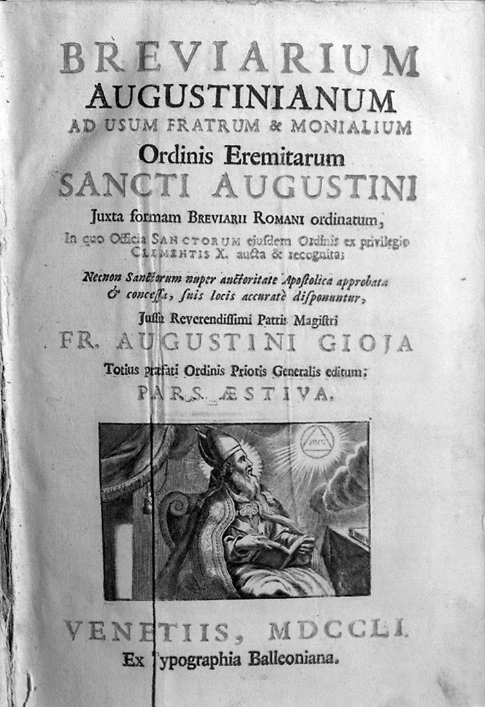 sant'Agostino medita sul mistero della Trinità, David come salmista ed ultima cena (stampa, serie) di Piccini Elisabetto detta Suor Isabella (sec. XVIII)