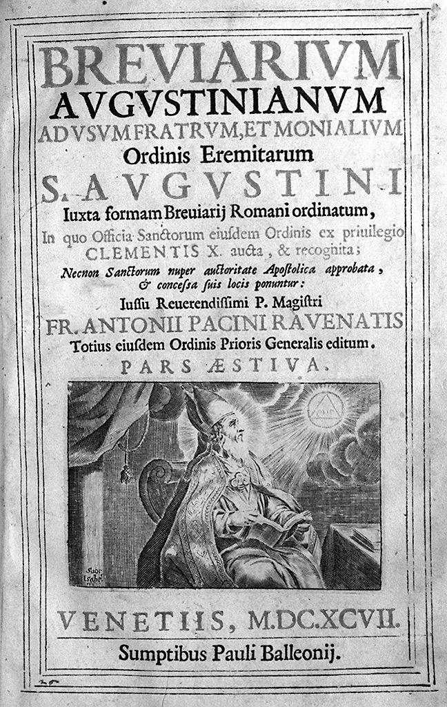 sant'Agostino medita sul mistero della Trinità (stampa) di Piccini Elisabetto detta Suor Isabella (sec. XVII)