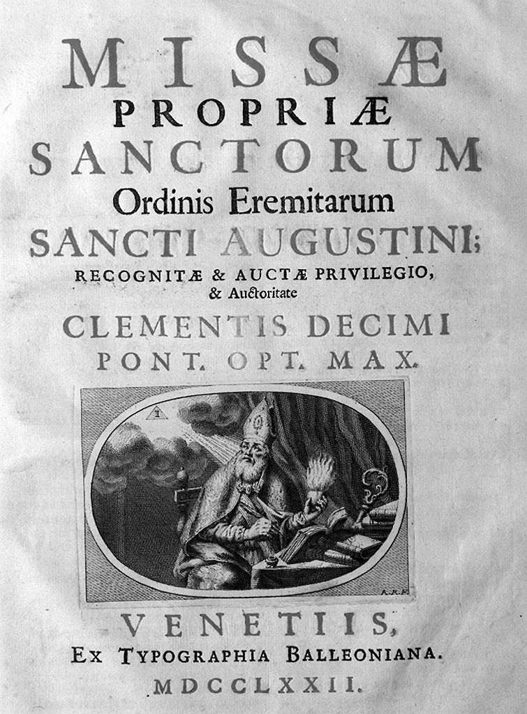 sant'Agostino medita sul mistero della Trinità (stampa) di De Rossi Andrea (sec. XVIII)