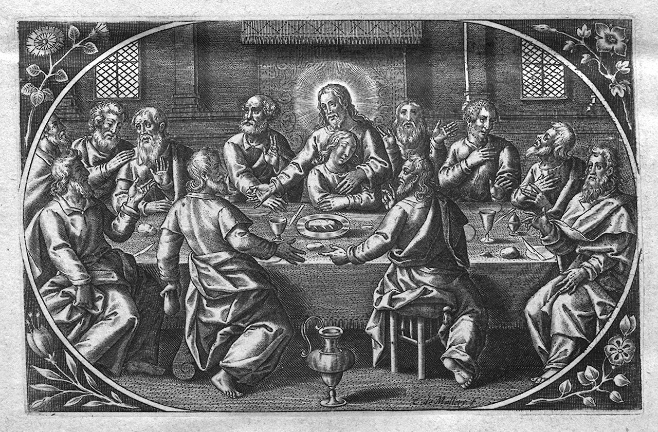ultima cena (stampa) - ambito fiammingo (sec. XVII)