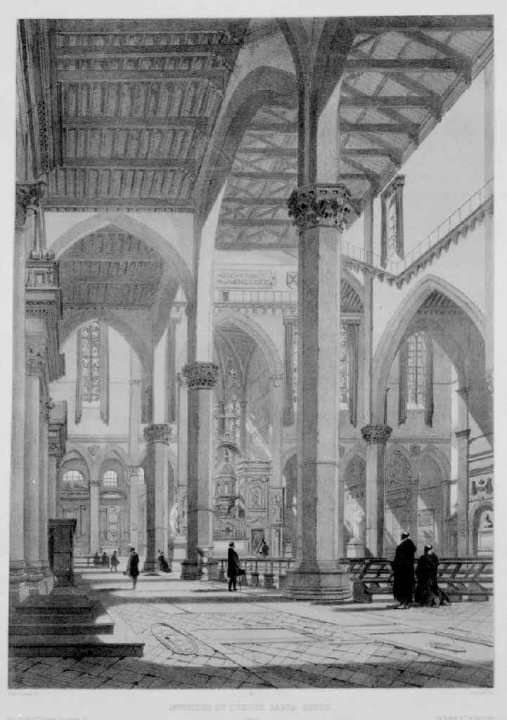 interno della chiesa di S. Croce a Firenze (stampa) di Ciceri Eugène, Durand André (sec. XIX)
