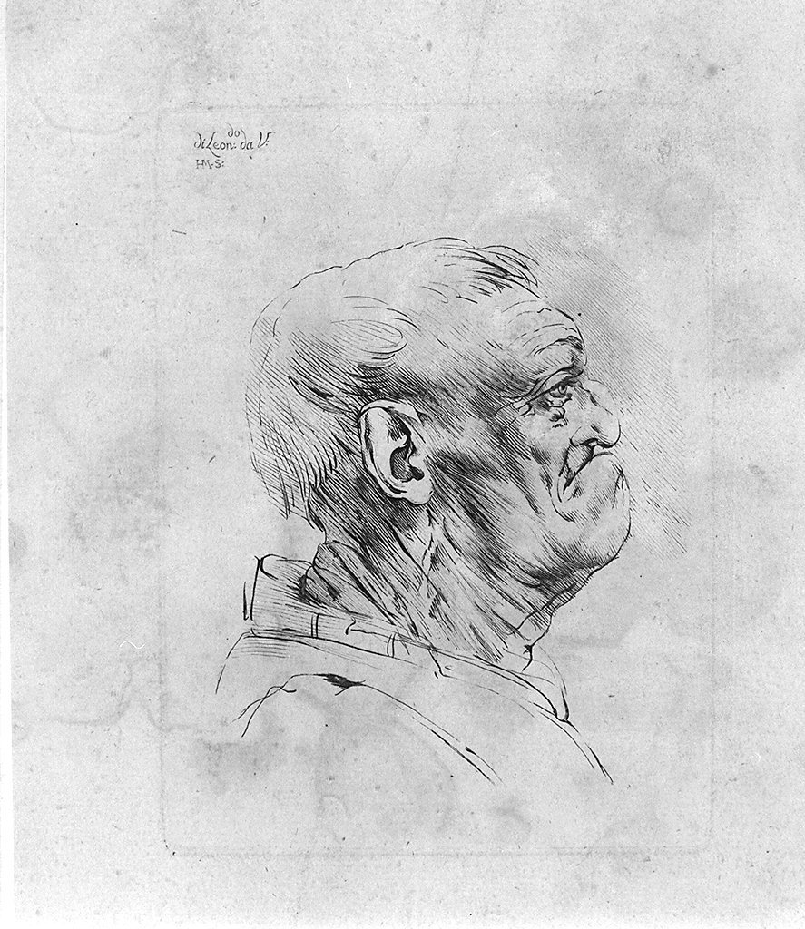 volto maschile di profilo (stampa, elemento d'insieme) di Mantelli Girolamo, Leonardo da Vinci (sec. XVIII)