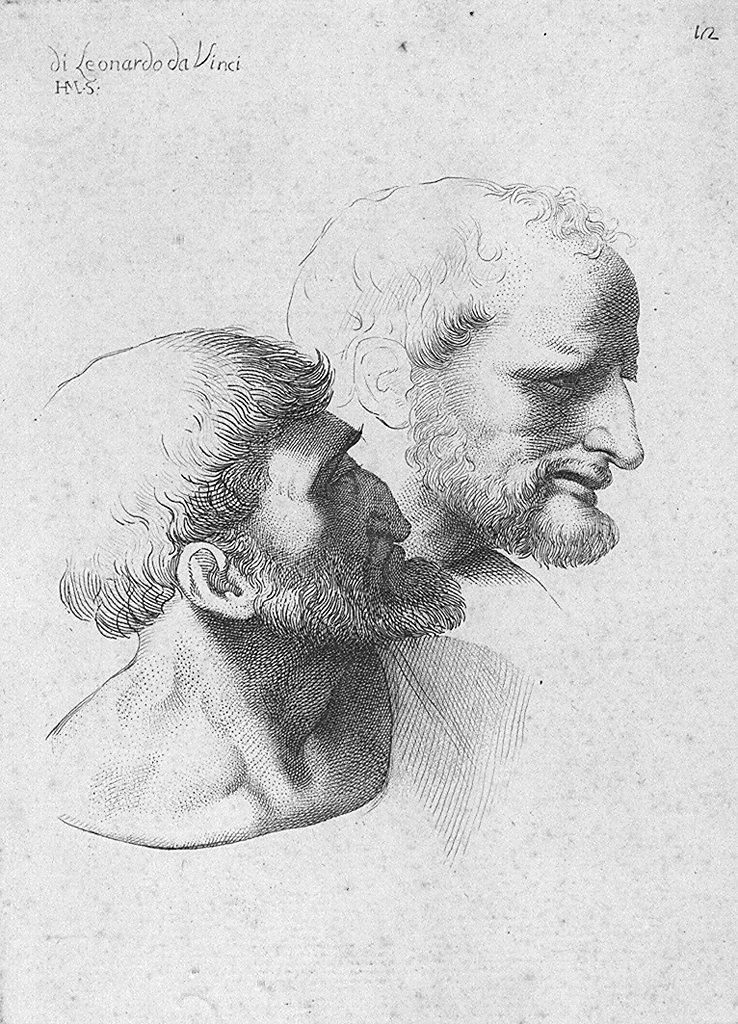 teste maschili (stampa, elemento d'insieme) di Mantelli Girolamo, Leonardo da Vinci (sec. XVIII)