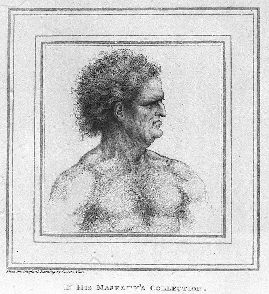 busto maschile di profilo (stampa, elemento d'insieme) di Shepster, Leonardo da Vinci (sec. XIX)