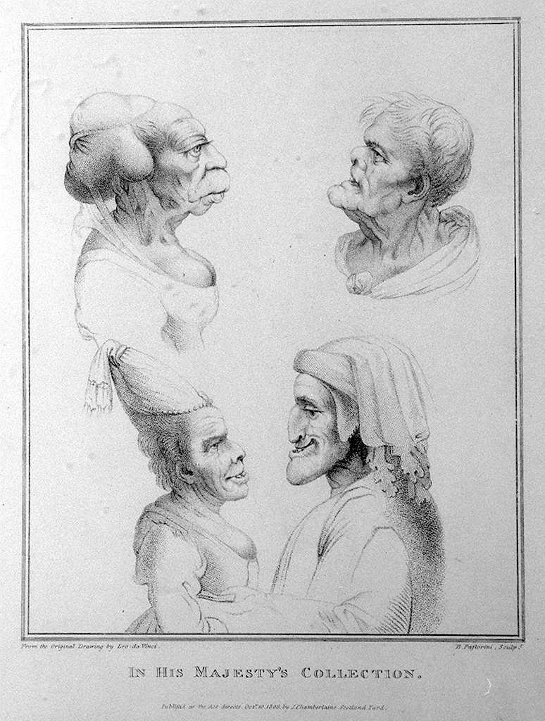 teste umane caricaturali (stampa, elemento d'insieme) di Pastorini Benedict, Leonardo da Vinci (sec. XIX)