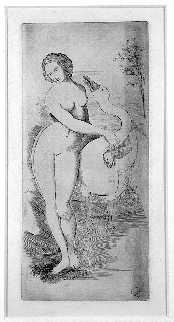Leda e il cigno (stampa) di Leonardo da Vinci - ambito italiano (secc. XIX/ XX)