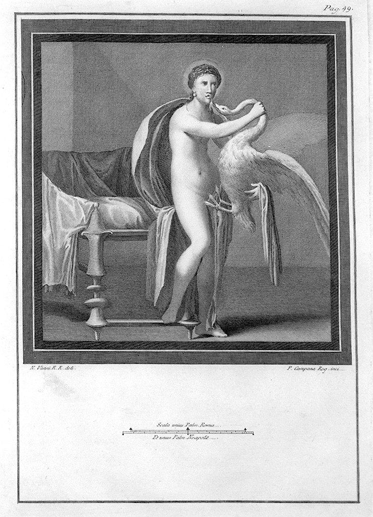 Leda e il cigno (stampa, elemento d'insieme) di Campana Ferdinando, Vanni Niccolò (sec. XVIII)