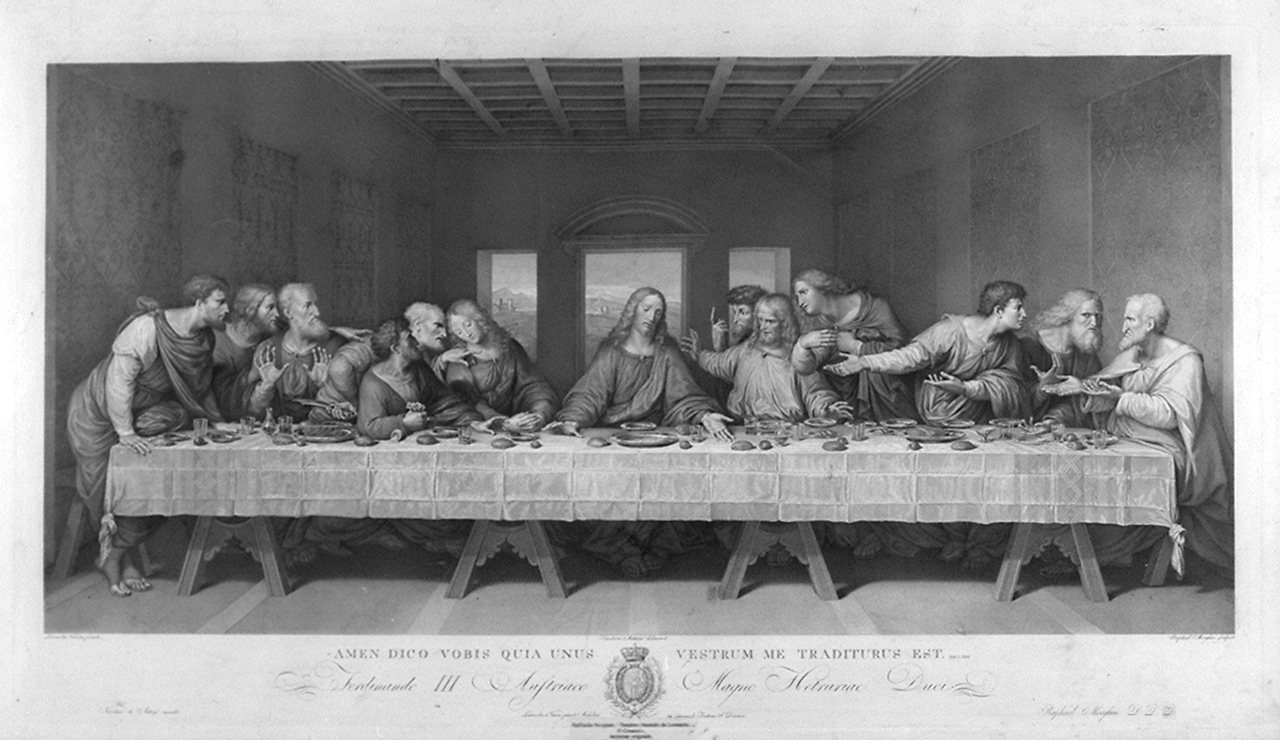 Il Cenacolo, ultima cena (stampa) di Morghen Raffaello, Matteini Teodoro, Leonardo da Vinci (secc. XVIII/ XIX)