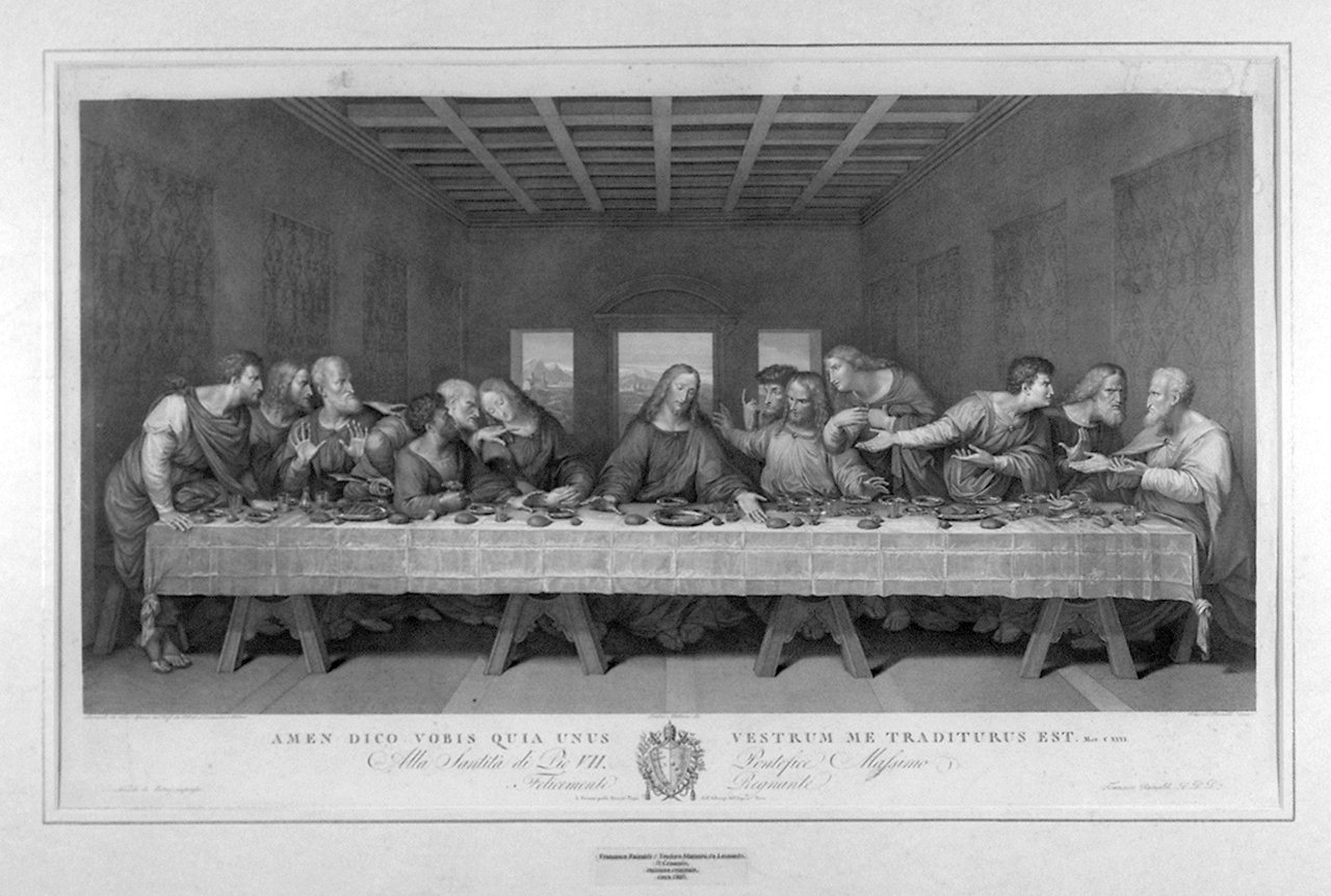Il Cenacolo, ultima cena (stampa) di Rainaldi Francesco, Matteini Teodoro, Leonardo da Vinci (sec. XIX)