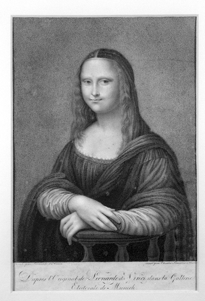La Gioconda di Monaco, ritratto di donna (stampa) di Langlois Charles, Leonardo da Vinci (seconda metà sec. XVIII)