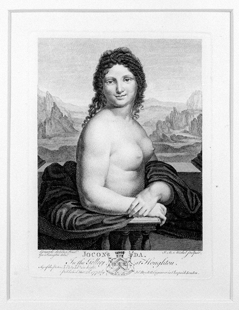 La Gioconda nuda, figura femminile nuda (stampa) di Michel Jean Baptiste, Farington Joseph, Leonardo da Vinci (bottega) (sec. XVIII)