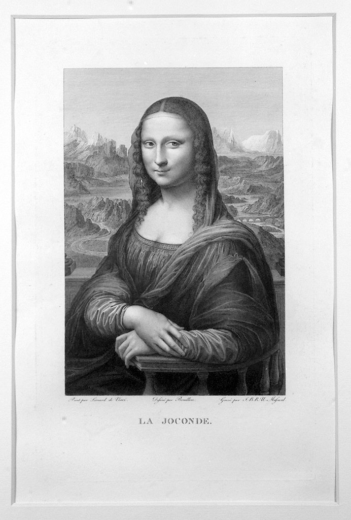 La Gioconda, ritratto di donna (stampa) di Massard Jean Marie Raphael Leopold, Bouillon Pierre, Leonardo da Vinci (sec. XIX)