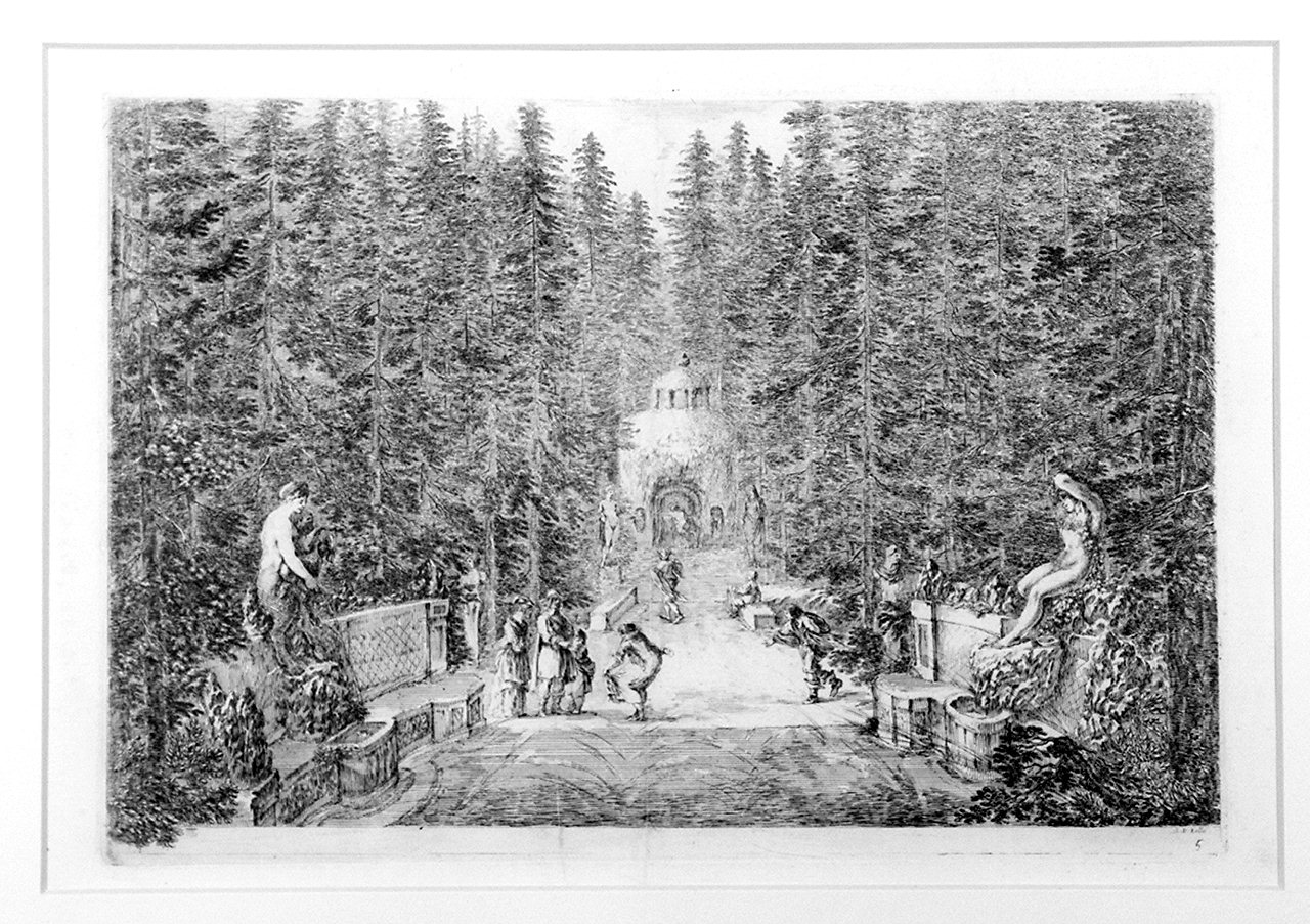 veduta del parco della villa di Pratolino (stampa, elemento d'insieme) di Della Bella Stefano (sec. XVII)