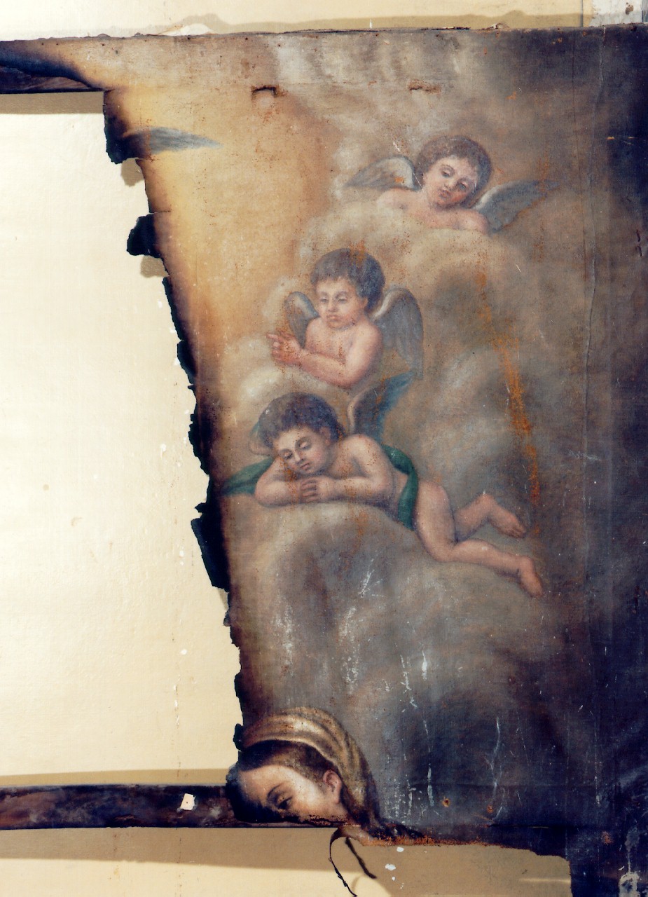 volto della Madonna con angioletti (dipinto, frammento) - ambito siciliano (sec. XVIII)