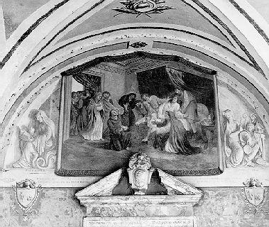 SANT'ANTONIO DA PADOVA ATTACCA UN PIEDE A UN GIOVANE (lunetta, elemento d'insieme) di Ademollo Luigi (sec. XIX)