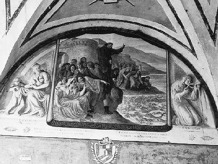 SANT'ANTONIO DA PADOVA PREDICA AI PESCI (lunetta, elemento d'insieme) di Ademollo Luigi (sec. XIX)