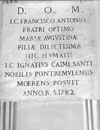 lapide - ambito lunigianese (sec. XVIII)