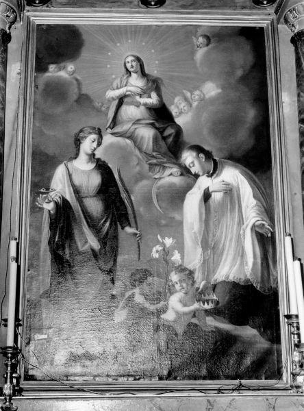 IMMACOLATA CONCEZIONECON SANTA LUCIA E SAN LUIGI GONZAGA (dipinto) - ambito lucchese (seconda metà sec. XIX)