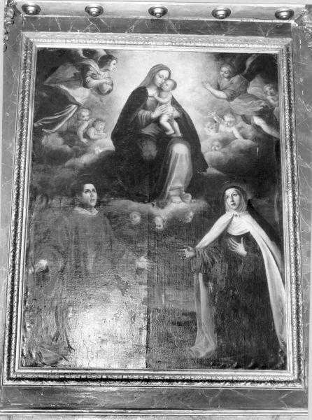 MADONNA CON BAMBINO CON SAN LORENZO E SANTA TERESA (dipinto) di Mannucci Pier Filippo (bottega) (metà sec. XVII)