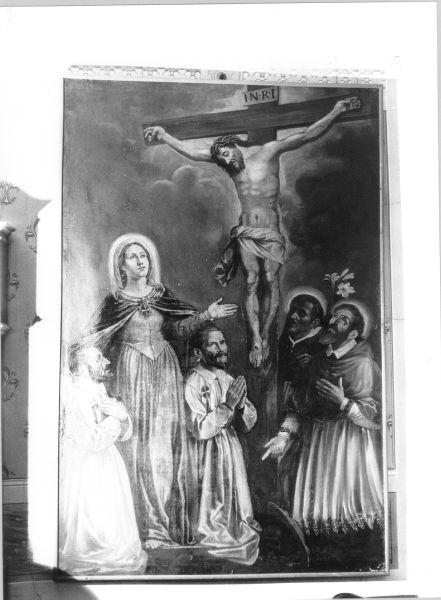 crocifissione di Cristo con la Madonna e santi (dipinto) - ambito lucchese (fine/inizio secc. XVII/ XVIII)