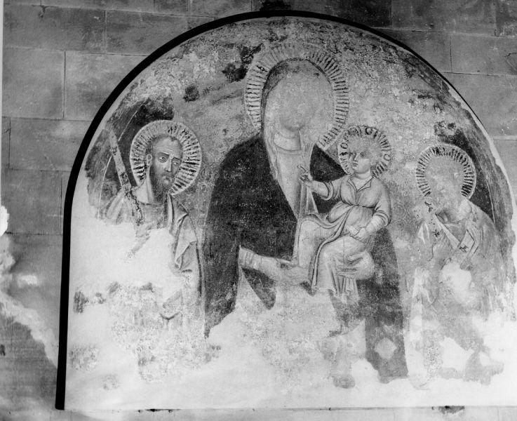 MADONNA CON BAMBINO E SANTI (dipinto) - ambito lucchese (prima metà sec. XIV)