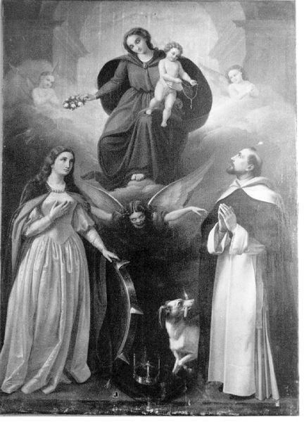 MADONNA CON BAMBINO E SAN DOMENICO E SANTA CATERINA D'ALESSANDRIA (dipinto) - ambito lucchese (ultimo quarto sec. XIX)