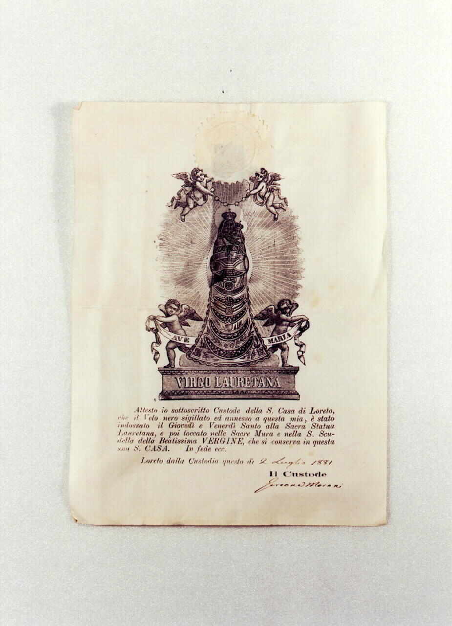 autentica di reliquia - ambito italiano (sec. XIX)