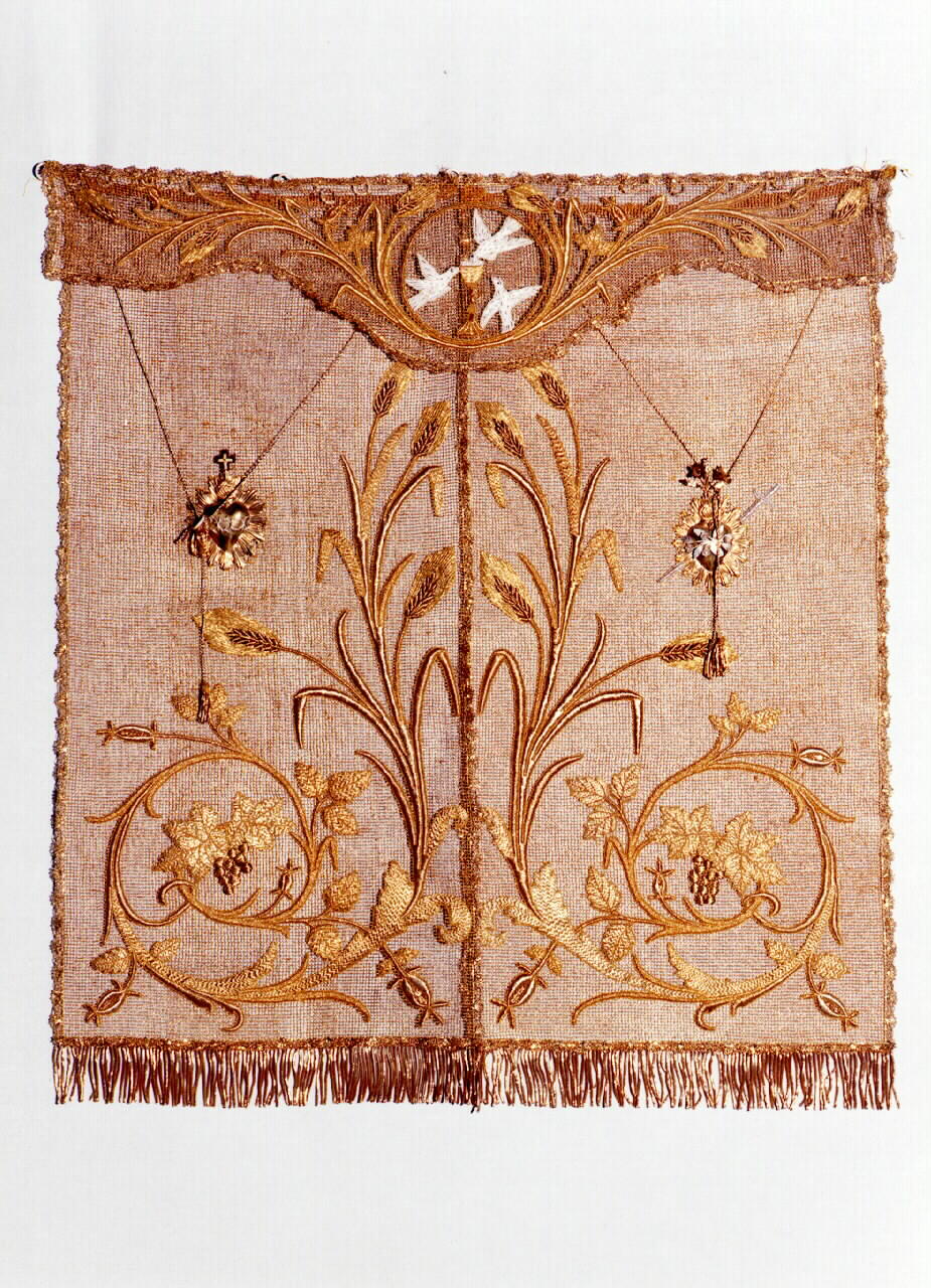 conopeo di tabernacolo - a cortina doppia - manifattura siciliana (primo quarto sec. XX)