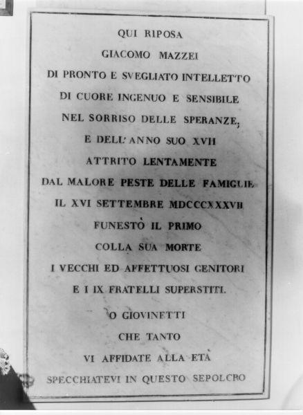 lapide tombale - ambito elbano (sec. XIX)