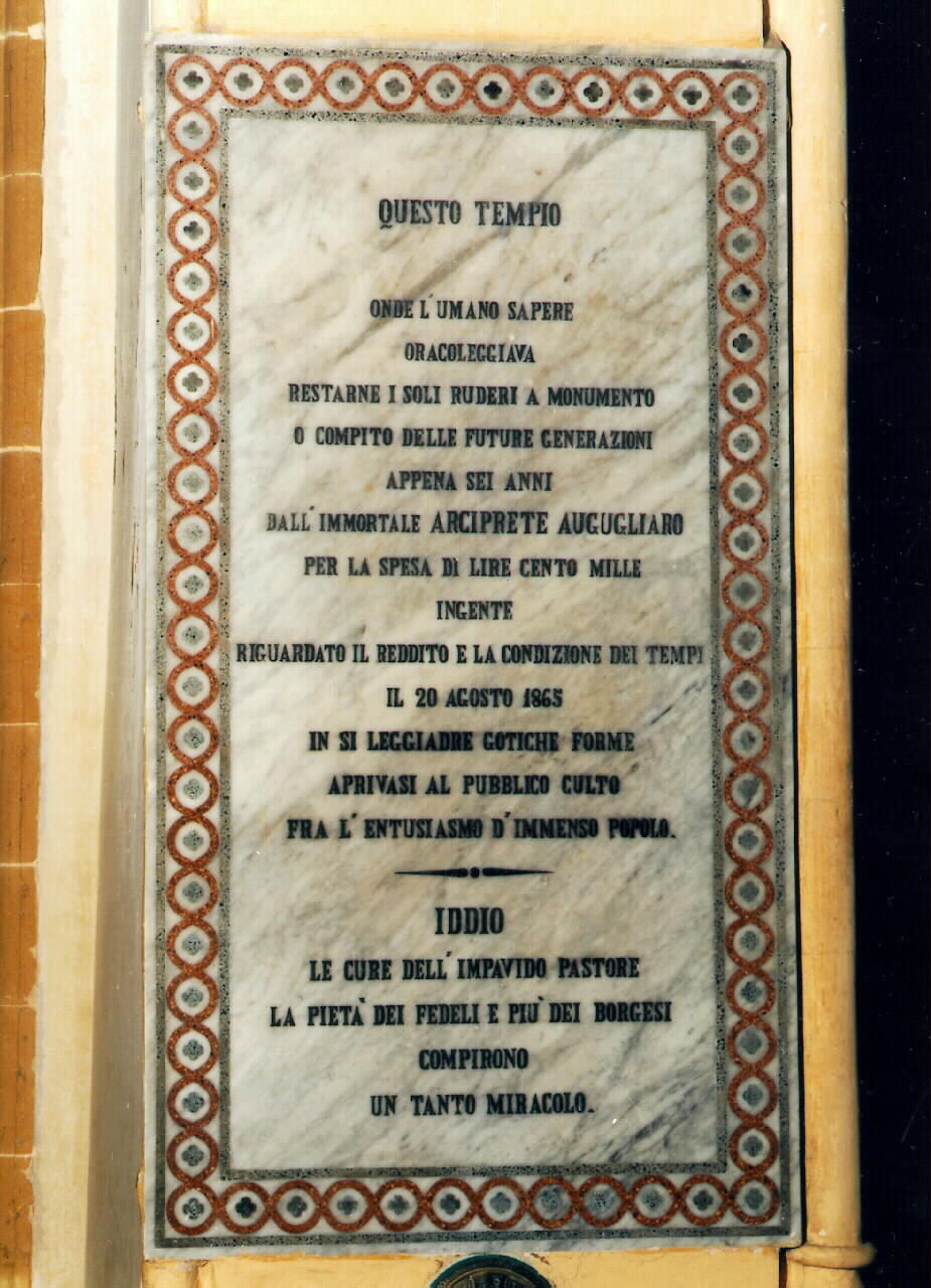 lapide celebrativa - ambito siciliano (sec. XIX)