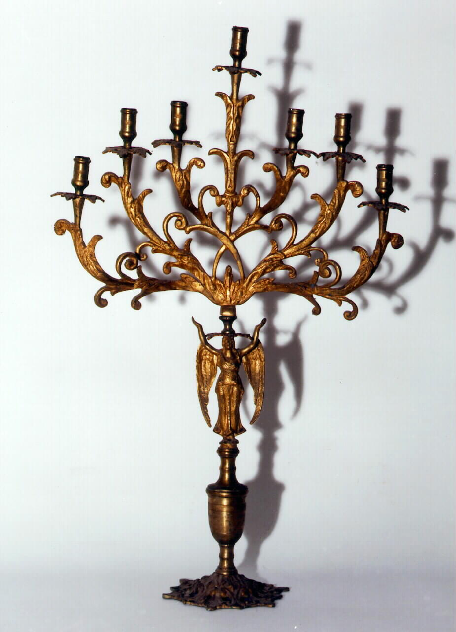 candelabro - a sette bracci, serie - bottega siciliana (Seconda metà sec. XIX)