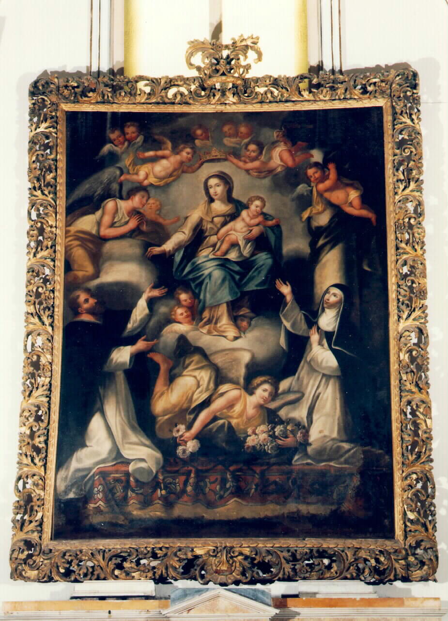 Madonna con bambino tra San Domenico e Santa Caterina da Siena (dipinto) - ambito siciliano (Seconda metà sec. XVIII)