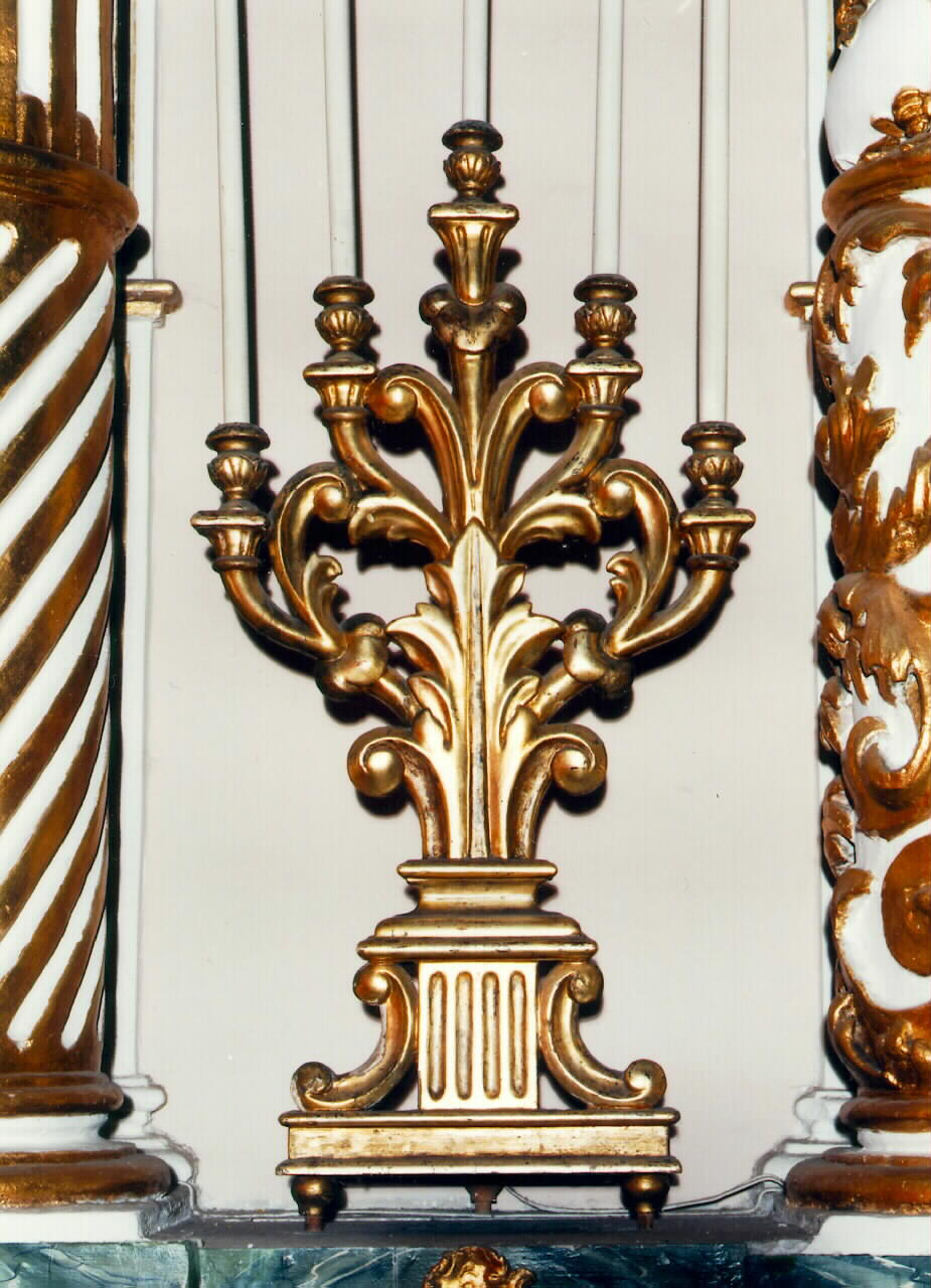 candelabro - a cinque bracci, serie - produzione siciliana (Seconda metà sec. XIX)
