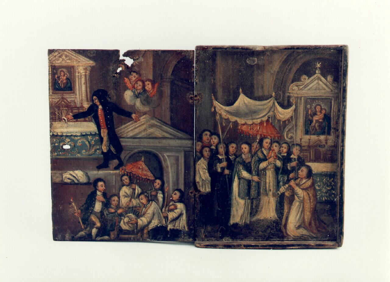 furto e ritrovamento della pisside di Santa Maria della stella (dittico dipinto) - ambito siciliano (sec. XIX)