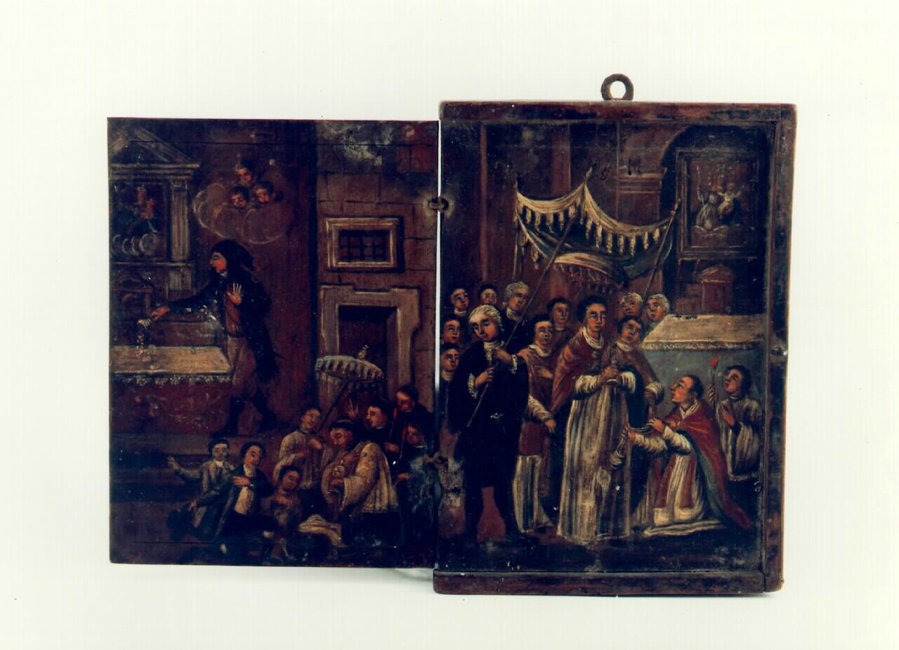 furto e ritrovamento della pisside di Santa Maria della stella (dittico dipinto) - ambito siciliano (sec. XIX)