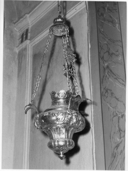 lampada pensile - bottega italiana (fine/inizio secc. XVIII/ XIX)