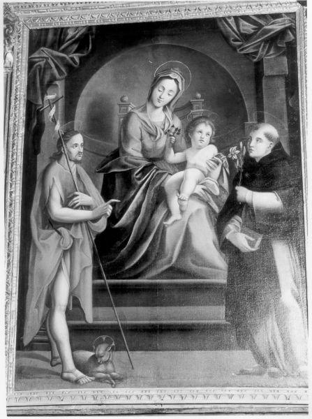 Madonna con Bambino e altri personaggi (dipinto) - ambito italiano (secc. XVII/ XVIII)