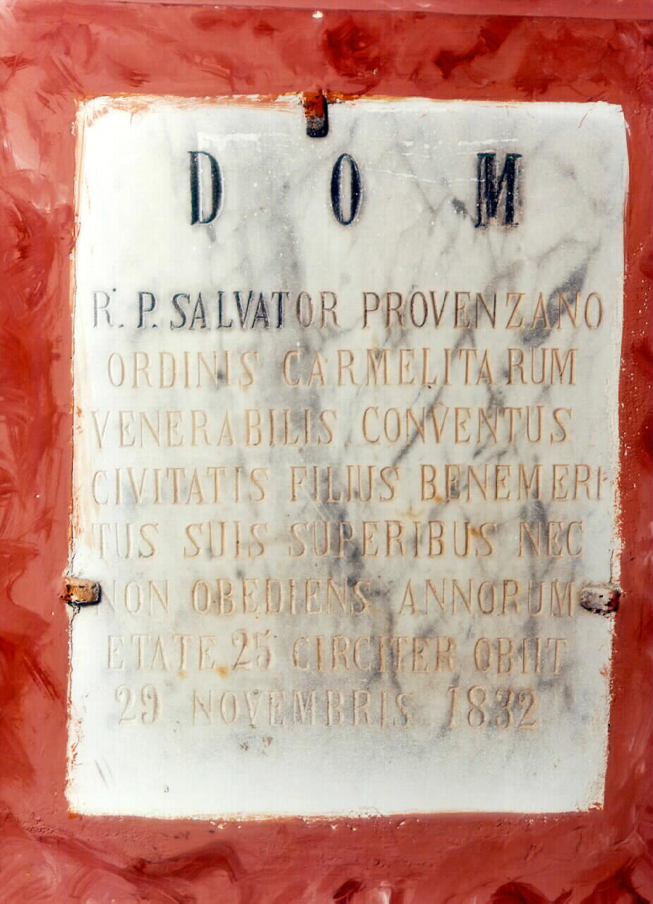 lapide - documentaria - ambito siciliano (sec. XIX)