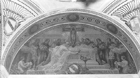 omaggio dei familiari ai caduti elbani durante la prima Guerra Mondiale (dipinto) di Mazzei Giuseppe (sec. XX)