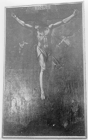 CRISTO CROCIFISSO E ANIME DEL PURGATORIO (dipinto) - ambito italiano (sec. XVII)