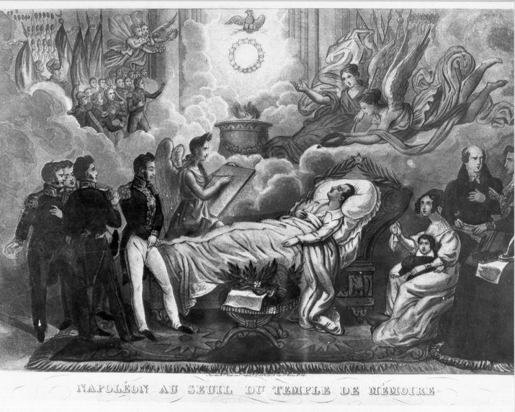Napoléon au seuil du temple de mémoire, storie della vita di Napoleone Bonaparte (stampa) - ambito parigino (prima metà sec. XIX)